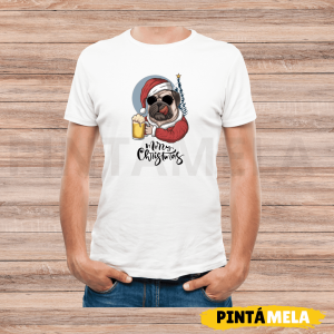 Camiseta Roja C/R- Adulto – Pug Navideño